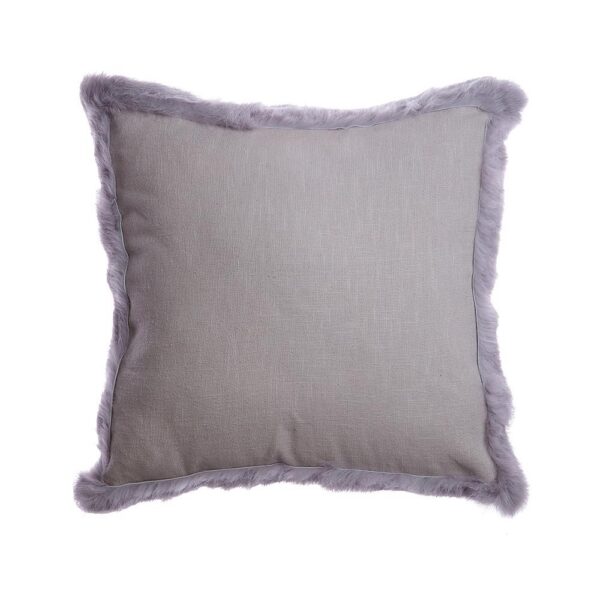 Grey Trim Rabbit Fur Pillow