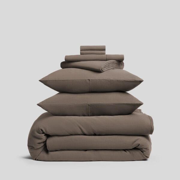 Cooling Linen Blend Bedding Bundle - Warm Grey