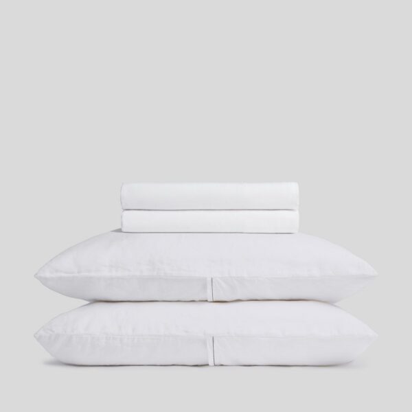 White Black Linen Tencel Sheet Set