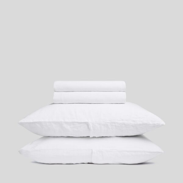 Airy White Linen Sheet Set