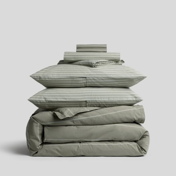 Moss Stripe Crisp Bedding Bundle