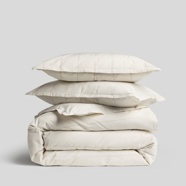 Bone Stripe Percale Cover Set