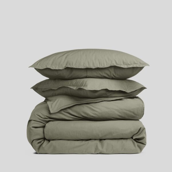 Moss Green Percale Bedding Set