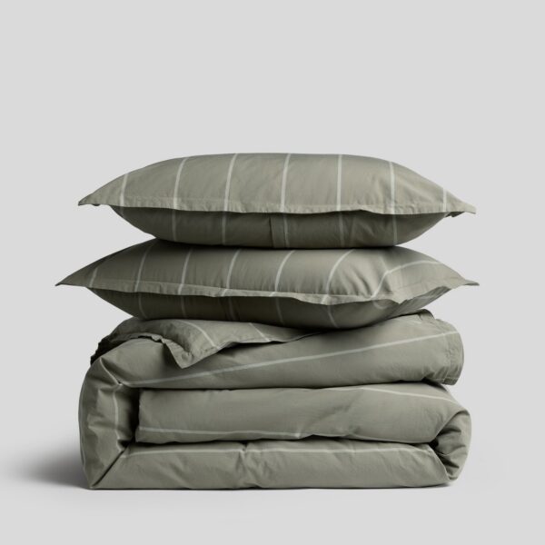 Moss Stripe Percale Cover Set